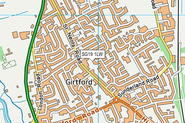 SG19 1LW map - OS VectorMap District (Ordnance Survey)