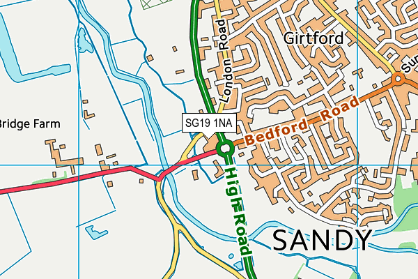 SG19 1NA map - OS VectorMap District (Ordnance Survey)