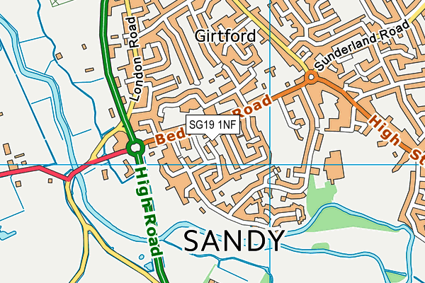 SG19 1NF map - OS VectorMap District (Ordnance Survey)