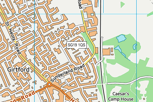 SG19 1QS map - OS VectorMap District (Ordnance Survey)