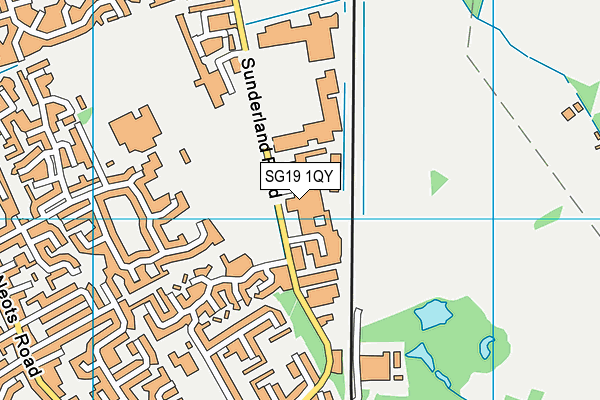 Sunderland Road Recreation Ground map (SG19 1QY) - OS VectorMap District (Ordnance Survey)