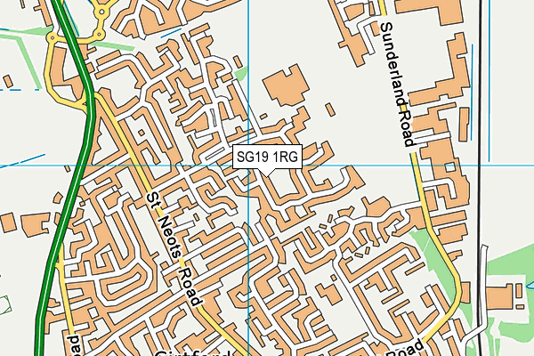 SG19 1RG map - OS VectorMap District (Ordnance Survey)