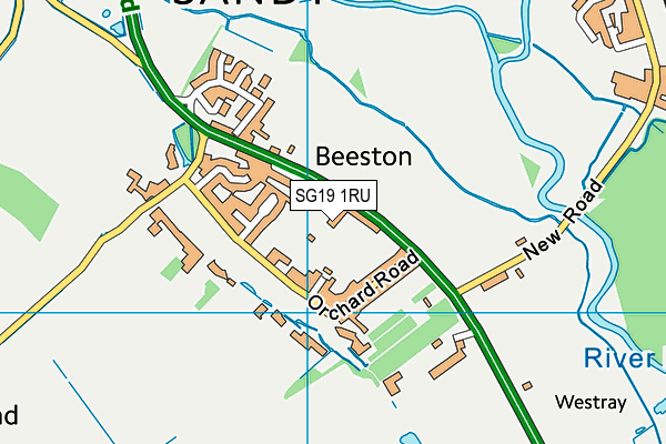 SG19 1RU map - OS VectorMap District (Ordnance Survey)