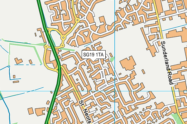 SG19 1TA map - OS VectorMap District (Ordnance Survey)