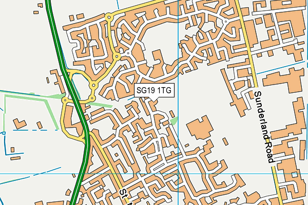 SG19 1TG map - OS VectorMap District (Ordnance Survey)