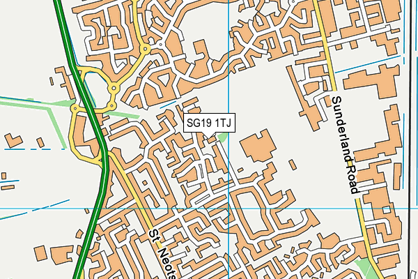 SG19 1TJ map - OS VectorMap District (Ordnance Survey)