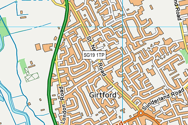 SG19 1TP map - OS VectorMap District (Ordnance Survey)