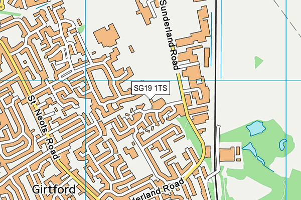 SG19 1TS map - OS VectorMap District (Ordnance Survey)