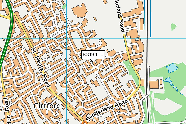 SG19 1TU map - OS VectorMap District (Ordnance Survey)