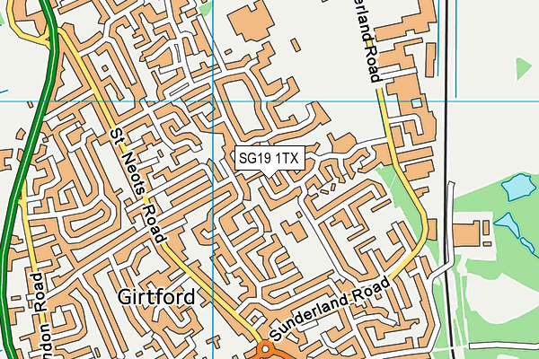 SG19 1TX map - OS VectorMap District (Ordnance Survey)