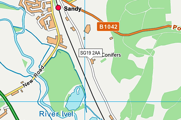 SG19 2AA map - OS VectorMap District (Ordnance Survey)