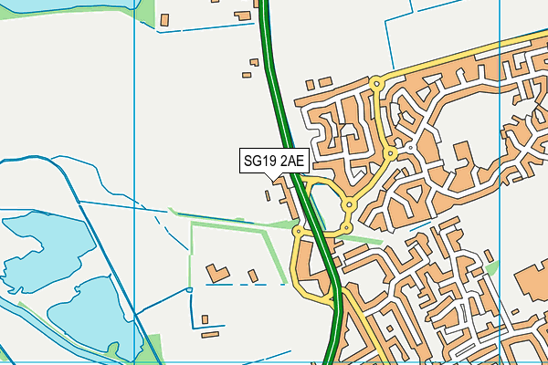 SG19 2AE map - OS VectorMap District (Ordnance Survey)