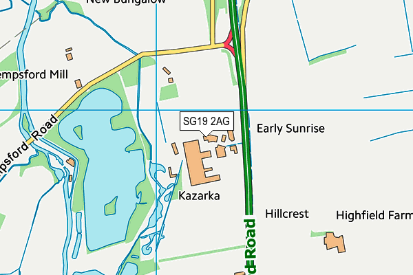 SG19 2AG map - OS VectorMap District (Ordnance Survey)