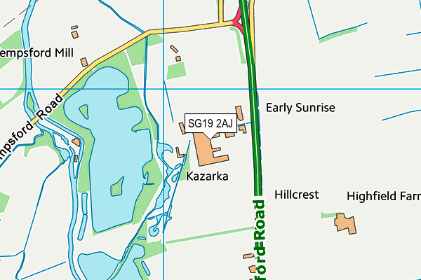 SG19 2AJ map - OS VectorMap District (Ordnance Survey)