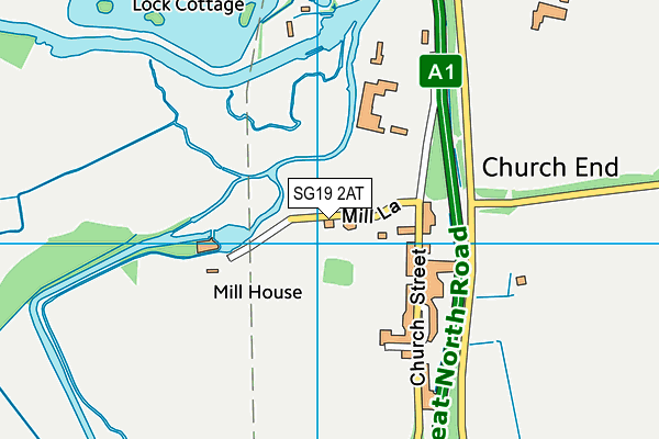 SG19 2AT map - OS VectorMap District (Ordnance Survey)