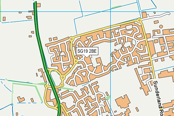 SG19 2BE map - OS VectorMap District (Ordnance Survey)