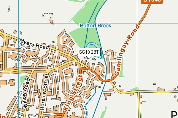 SG19 2BT map - OS VectorMap District (Ordnance Survey)