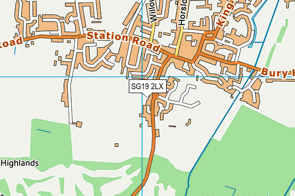 SG19 2LX map - OS VectorMap District (Ordnance Survey)