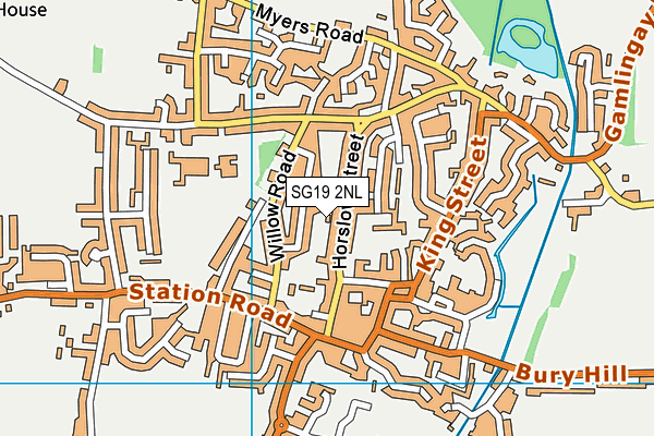 SG19 2NL map - OS VectorMap District (Ordnance Survey)