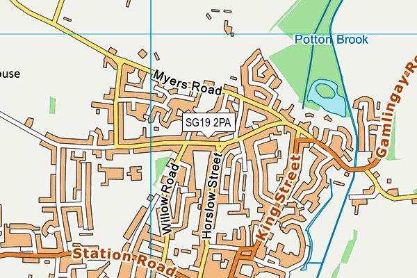 SG19 2PA map - OS VectorMap District (Ordnance Survey)