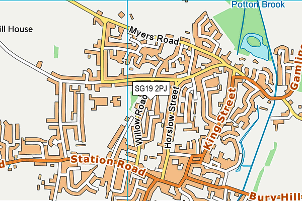 SG19 2PJ map - OS VectorMap District (Ordnance Survey)