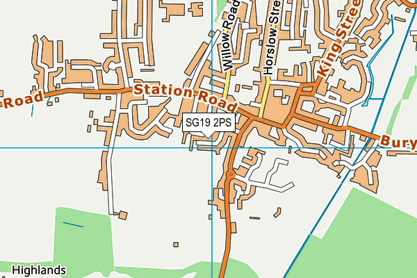 SG19 2PS map - OS VectorMap District (Ordnance Survey)