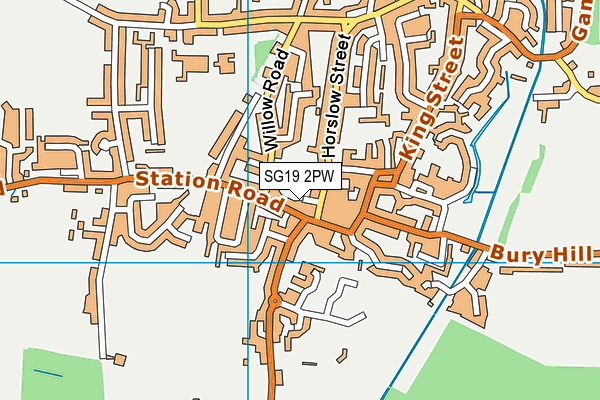 SG19 2PW map - OS VectorMap District (Ordnance Survey)