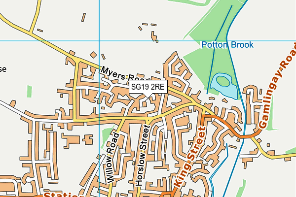 SG19 2RE map - OS VectorMap District (Ordnance Survey)