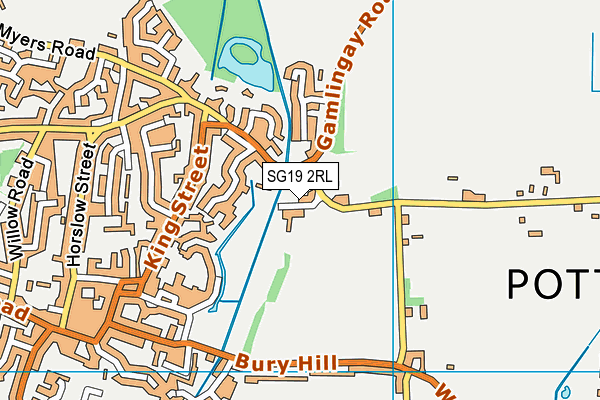 SG19 2RL map - OS VectorMap District (Ordnance Survey)