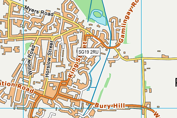 SG19 2RU map - OS VectorMap District (Ordnance Survey)