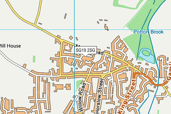 SG19 2SG map - OS VectorMap District (Ordnance Survey)