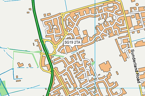 SG19 2TA map - OS VectorMap District (Ordnance Survey)