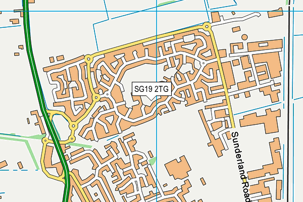 SG19 2TG map - OS VectorMap District (Ordnance Survey)