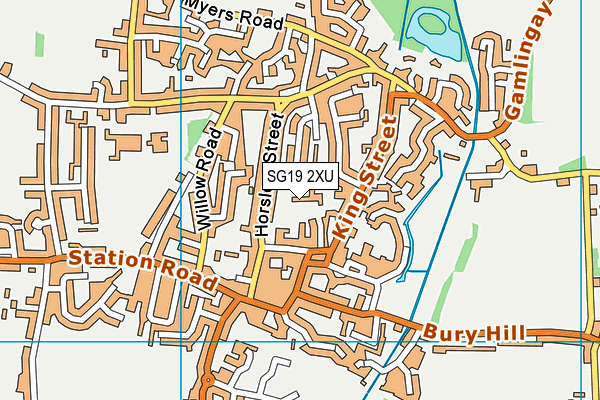 SG19 2XU map - OS VectorMap District (Ordnance Survey)