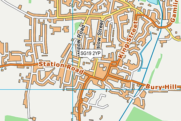 SG19 2YP map - OS VectorMap District (Ordnance Survey)