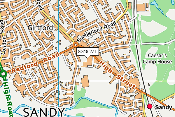 SG19 2ZT map - OS VectorMap District (Ordnance Survey)