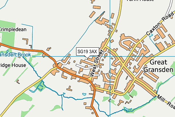 SG19 3AX map - OS VectorMap District (Ordnance Survey)