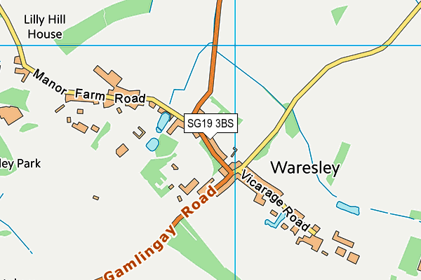 Waresley Cricket Club map (SG19 3BS) - OS VectorMap District (Ordnance Survey)