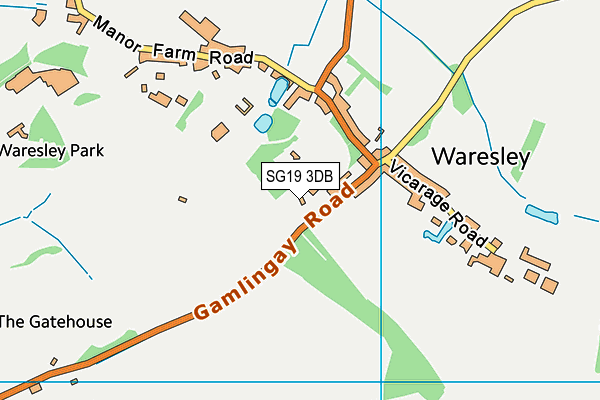 SG19 3DB map - OS VectorMap District (Ordnance Survey)