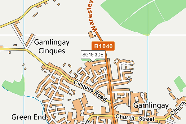 SG19 3DE map - OS VectorMap District (Ordnance Survey)