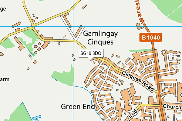 SG19 3DQ map - OS VectorMap District (Ordnance Survey)