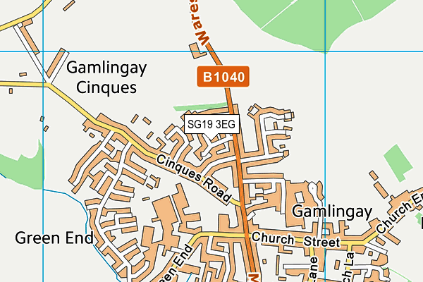 SG19 3EG map - OS VectorMap District (Ordnance Survey)