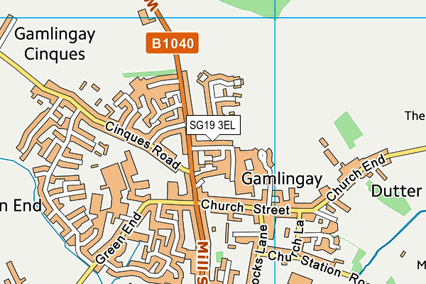 SG19 3EL map - OS VectorMap District (Ordnance Survey)