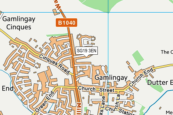 SG19 3EN map - OS VectorMap District (Ordnance Survey)