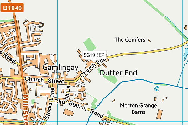 SG19 3EP map - OS VectorMap District (Ordnance Survey)