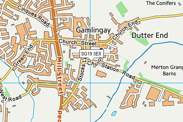 SG19 3EX map - OS VectorMap District (Ordnance Survey)