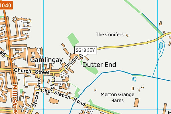 SG19 3EY map - OS VectorMap District (Ordnance Survey)