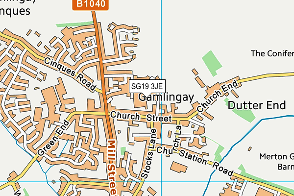 SG19 3JE map - OS VectorMap District (Ordnance Survey)
