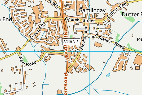 SG19 3JF map - OS VectorMap District (Ordnance Survey)