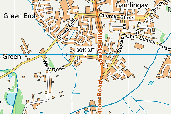 SG19 3JT map - OS VectorMap District (Ordnance Survey)